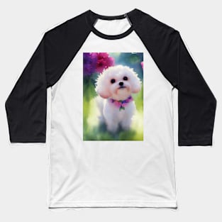 Watercolor bichon Baseball T-Shirt